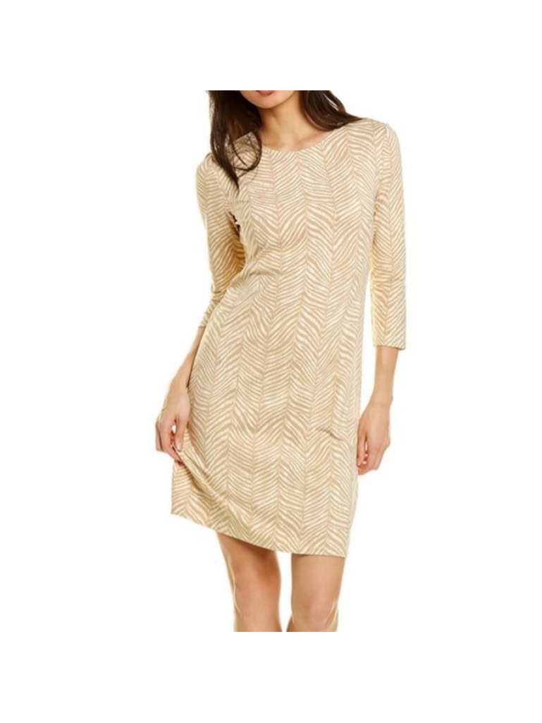 J. Mclaughlin Sophia Dress Xs Herringbone Pelage Tan Cream Catalina Cloth